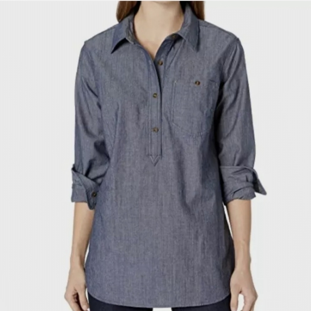 Carharrt Women's Pop Over/Pull Over Dark Denim Shirt Rugged Flex Technologies